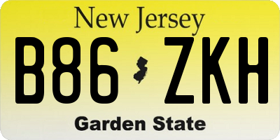 NJ license plate B86ZKH