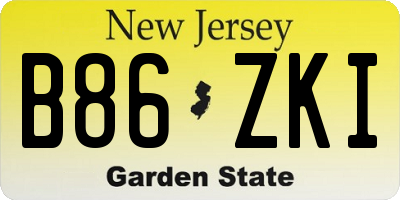 NJ license plate B86ZKI