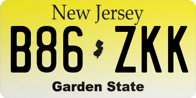NJ license plate B86ZKK