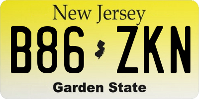 NJ license plate B86ZKN