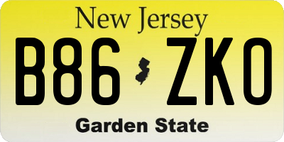 NJ license plate B86ZKO