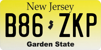 NJ license plate B86ZKP