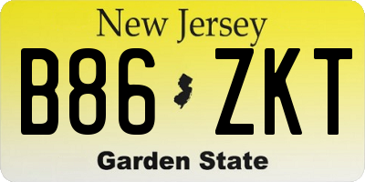 NJ license plate B86ZKT