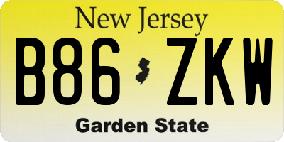 NJ license plate B86ZKW