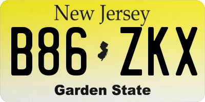 NJ license plate B86ZKX