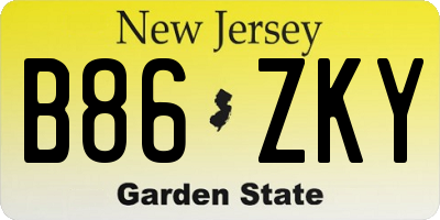 NJ license plate B86ZKY