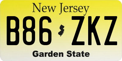 NJ license plate B86ZKZ