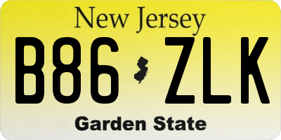 NJ license plate B86ZLK
