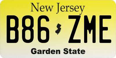 NJ license plate B86ZME