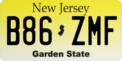 NJ license plate B86ZMF