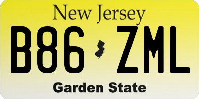NJ license plate B86ZML