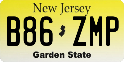 NJ license plate B86ZMP