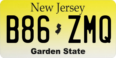 NJ license plate B86ZMQ