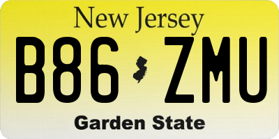 NJ license plate B86ZMU