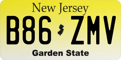 NJ license plate B86ZMV