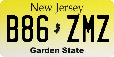 NJ license plate B86ZMZ