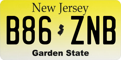 NJ license plate B86ZNB