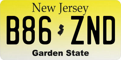 NJ license plate B86ZND