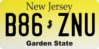 NJ license plate B86ZNU
