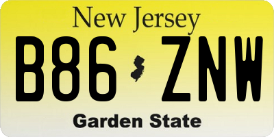 NJ license plate B86ZNW