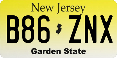 NJ license plate B86ZNX