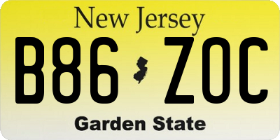 NJ license plate B86ZOC