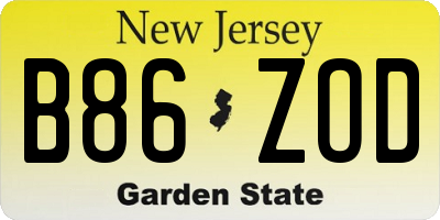 NJ license plate B86ZOD