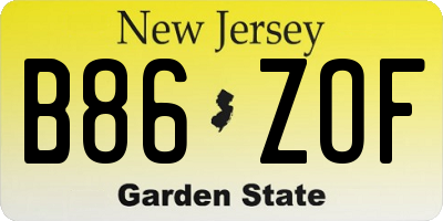 NJ license plate B86ZOF