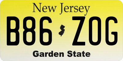 NJ license plate B86ZOG