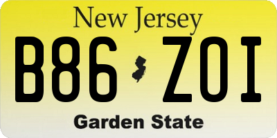 NJ license plate B86ZOI