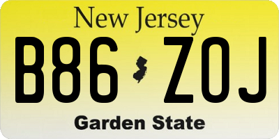 NJ license plate B86ZOJ