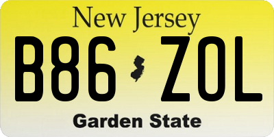 NJ license plate B86ZOL