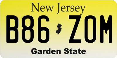 NJ license plate B86ZOM