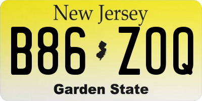 NJ license plate B86ZOQ