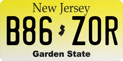 NJ license plate B86ZOR