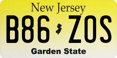NJ license plate B86ZOS