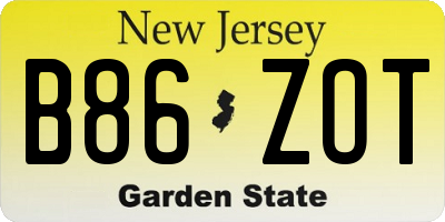 NJ license plate B86ZOT