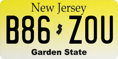 NJ license plate B86ZOU