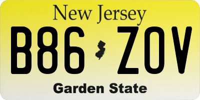 NJ license plate B86ZOV