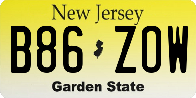 NJ license plate B86ZOW
