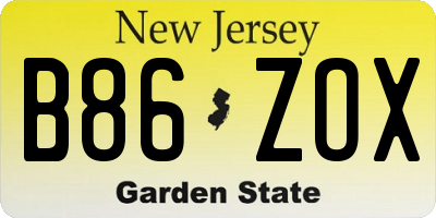 NJ license plate B86ZOX