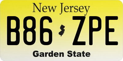NJ license plate B86ZPE