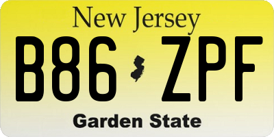 NJ license plate B86ZPF