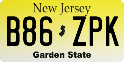 NJ license plate B86ZPK