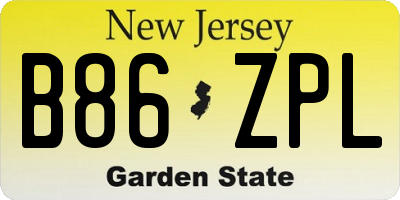 NJ license plate B86ZPL