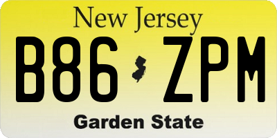 NJ license plate B86ZPM
