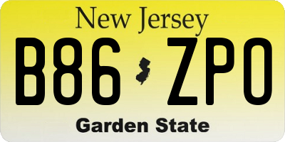 NJ license plate B86ZPO
