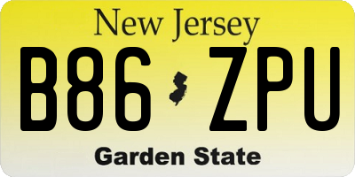 NJ license plate B86ZPU
