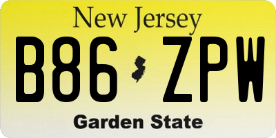 NJ license plate B86ZPW