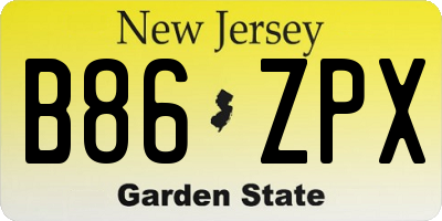 NJ license plate B86ZPX